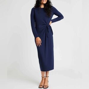 Kit + Ace Brushed French Terry long sleeve tie wrap maxi dress. 💙